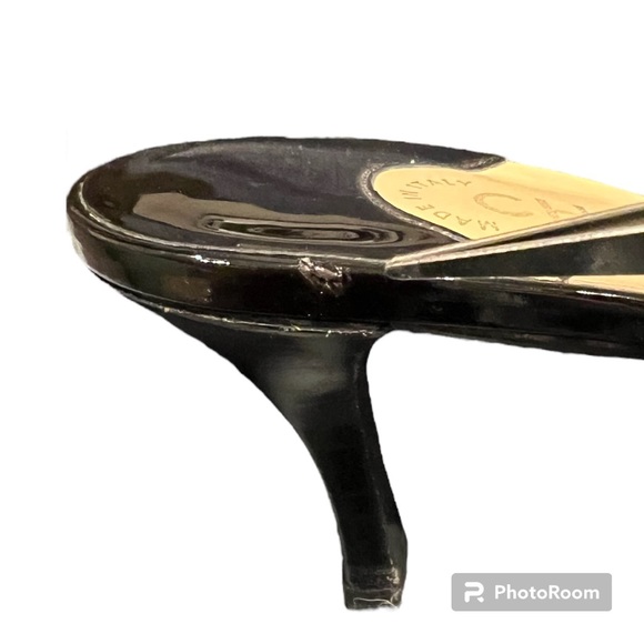 Vintage CHANEL elongated snipped toe mule patent cap toe 40 / 9 Made in Italy - Picture 6 of 6